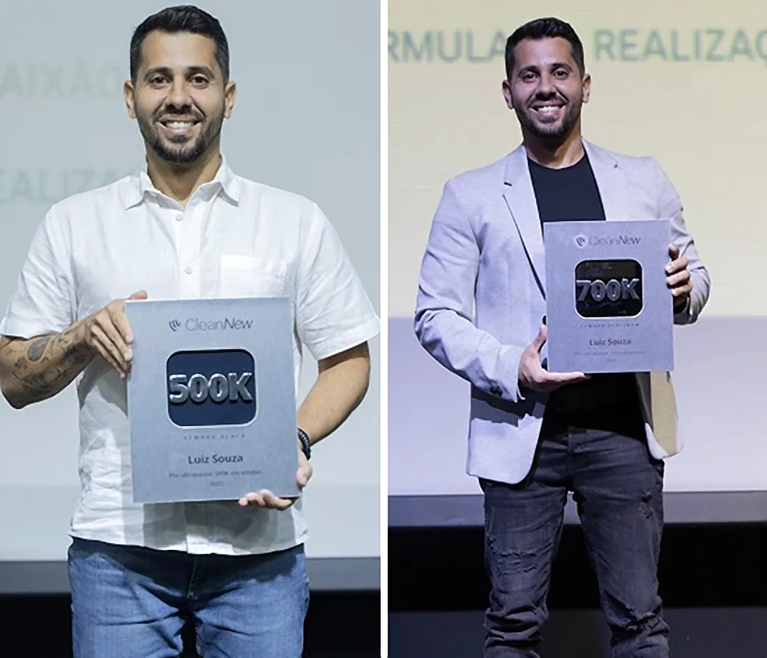 Luiz Souza com reconhecimentos conquistados na CleanNew